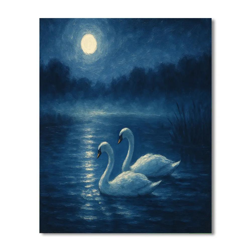 Moonlit Swan Passage Painting by numbers kit