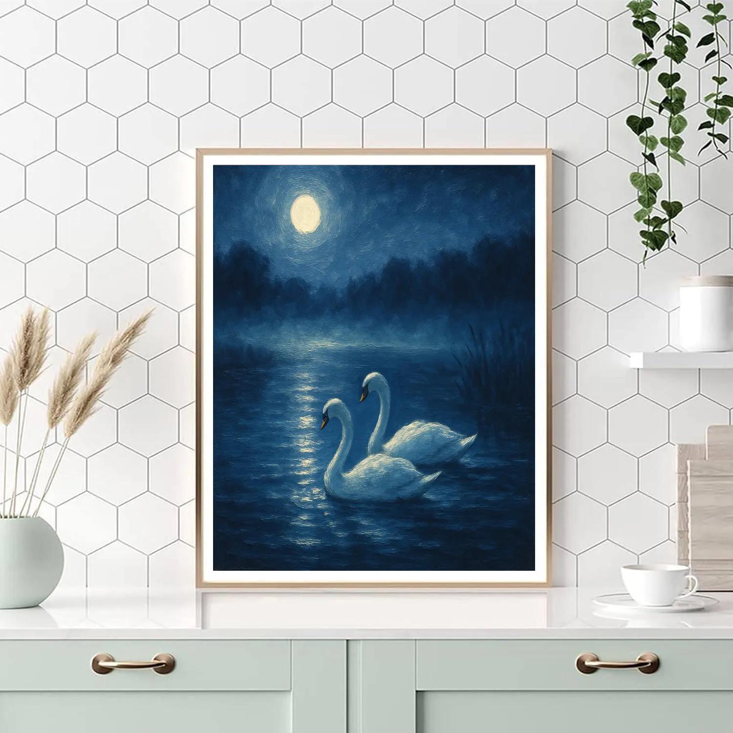 Moonlit Swan Passage Painting by numbers kit