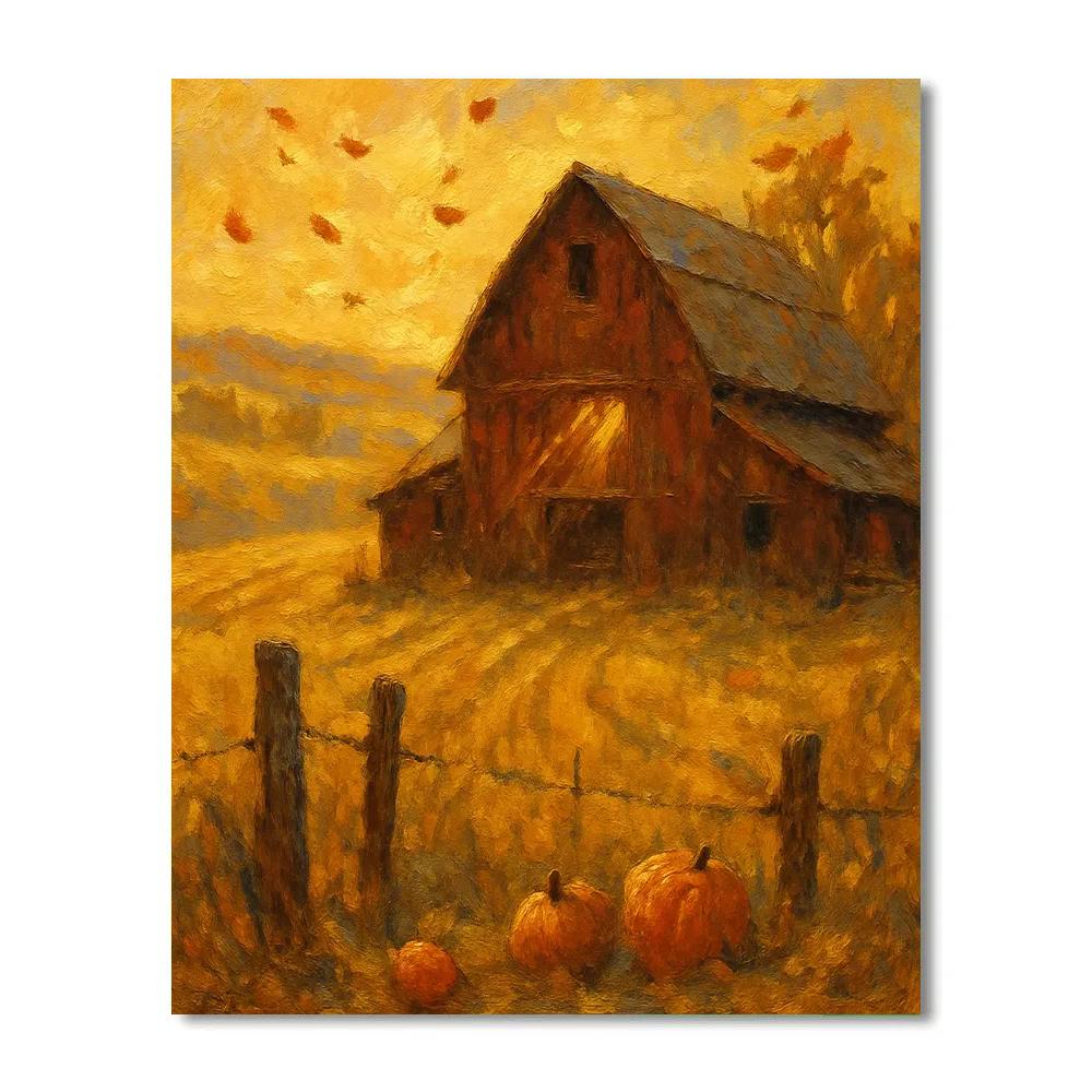 Sunlit Countryside Barn painting number kit