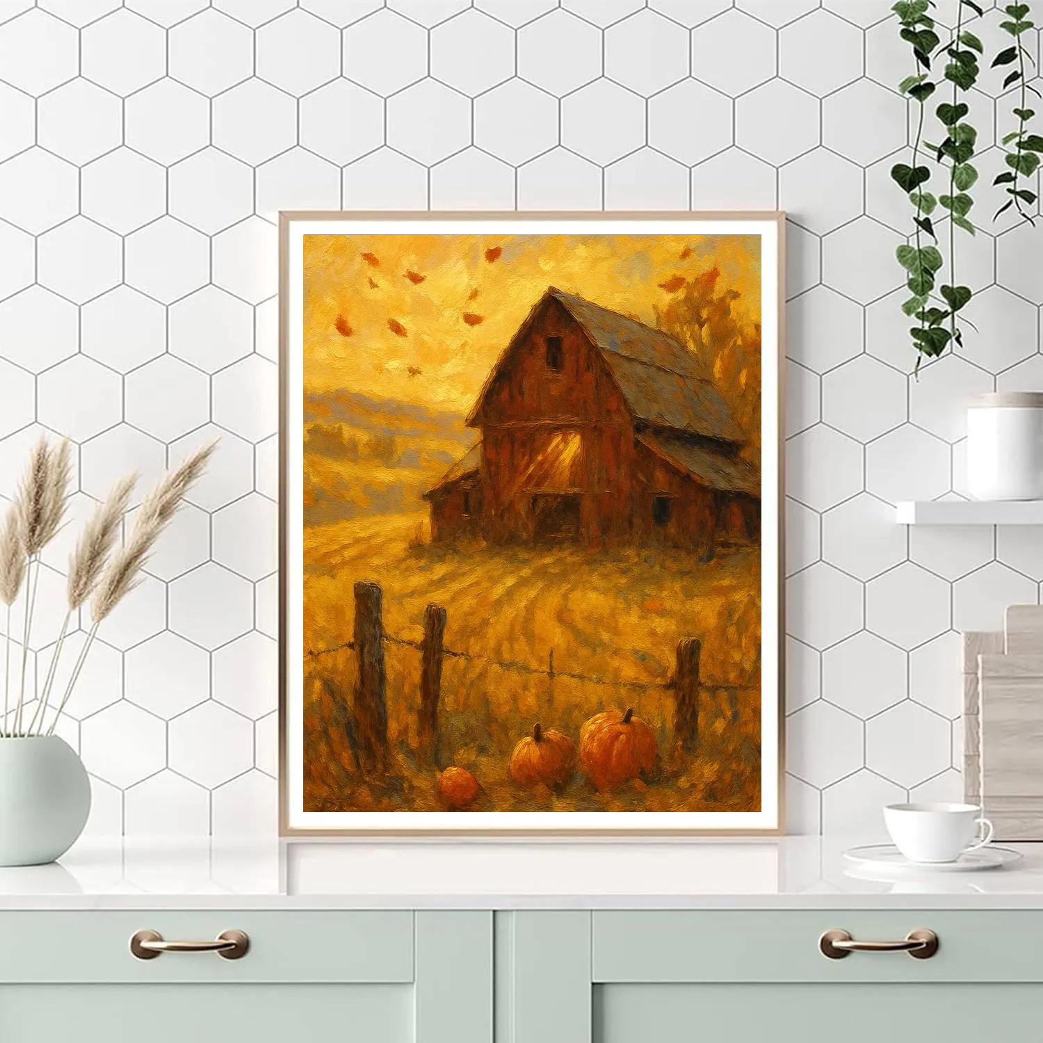 Sunlit Countryside Barn painting number kit