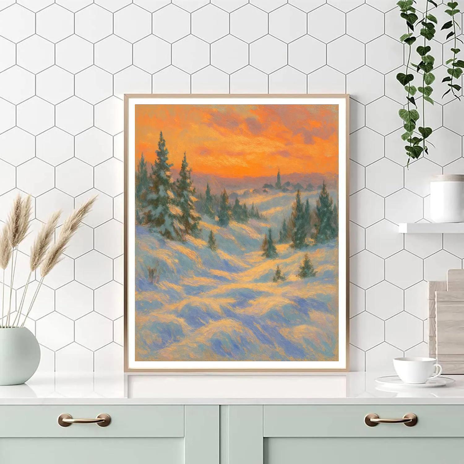 Sunset Over Snowy Ridge Numbered painting kits