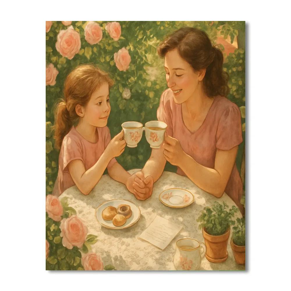 Mother Daughter Garden Tea Paint by numbers art