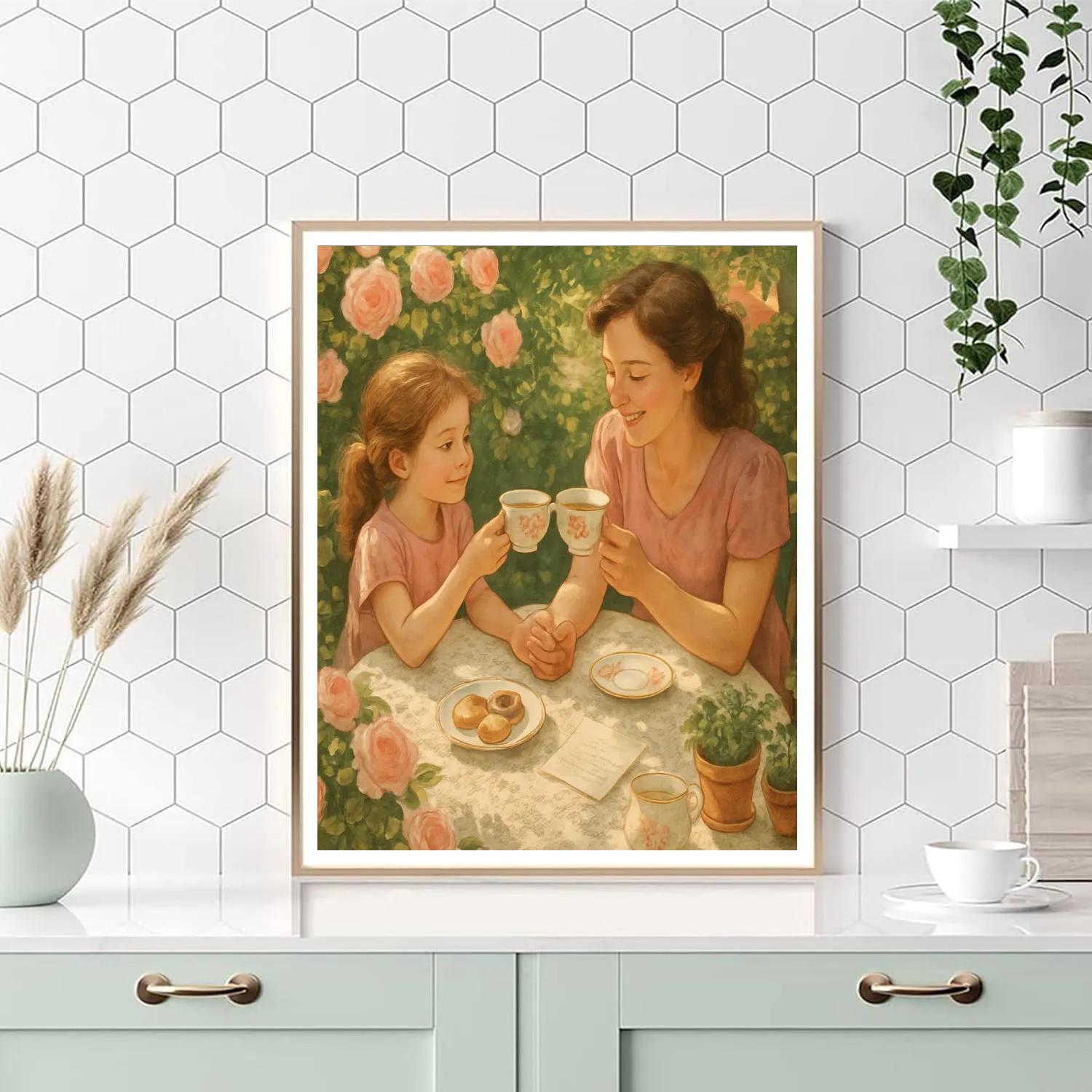 Mother Daughter Garden Tea Paint by numbers art