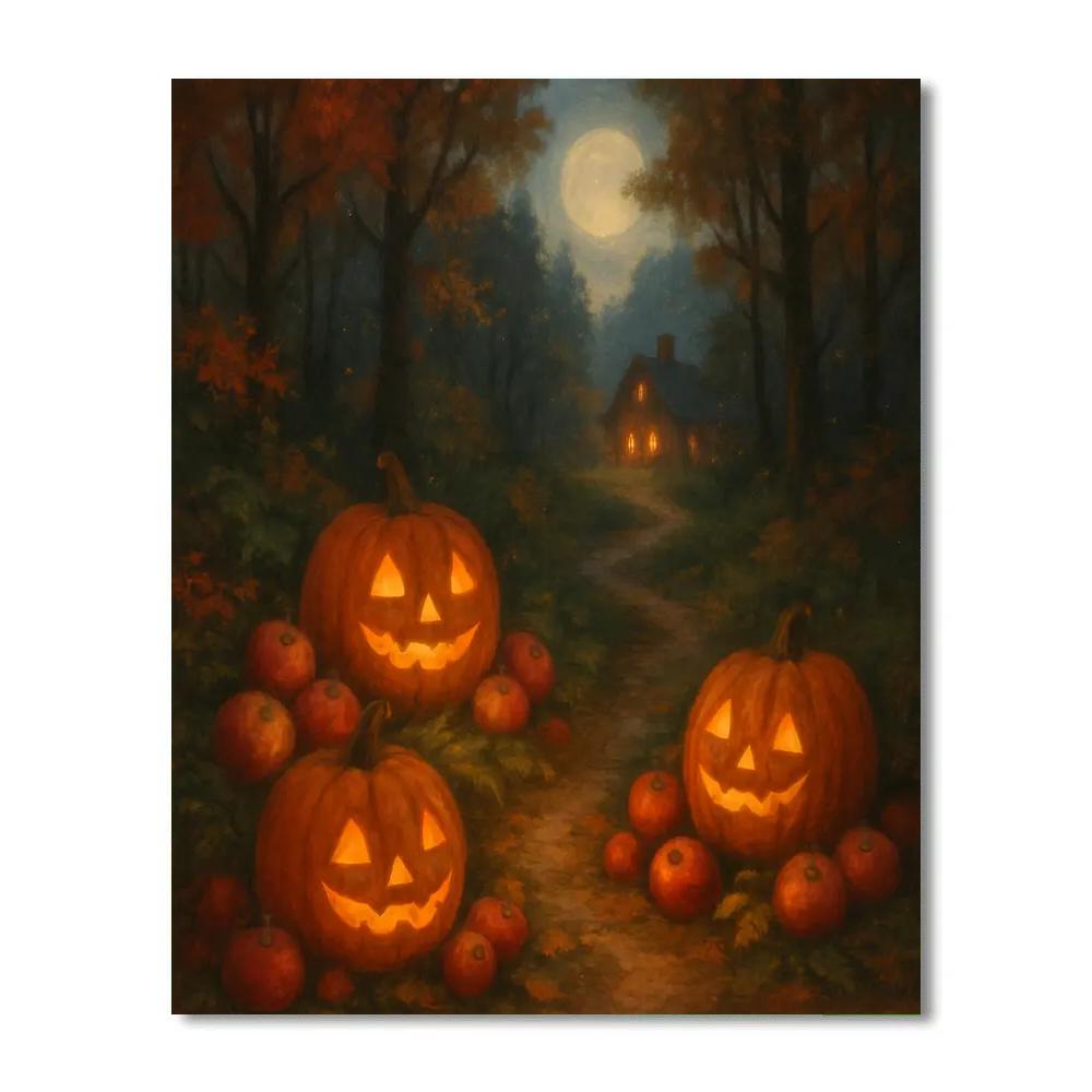 Enchanted Apple Lantern Path Paint by numbers art