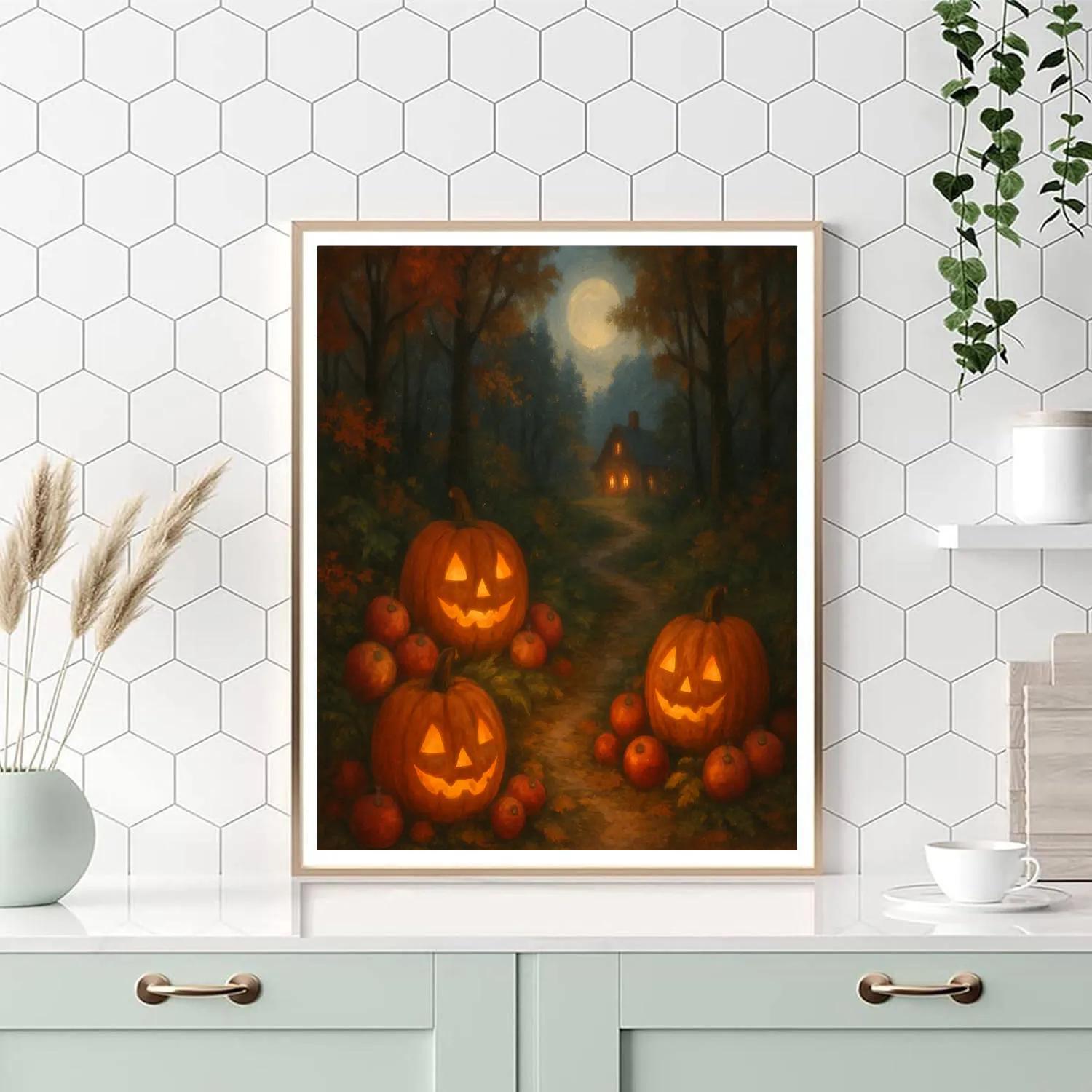 Enchanted Apple Lantern Path Paint by numbers art