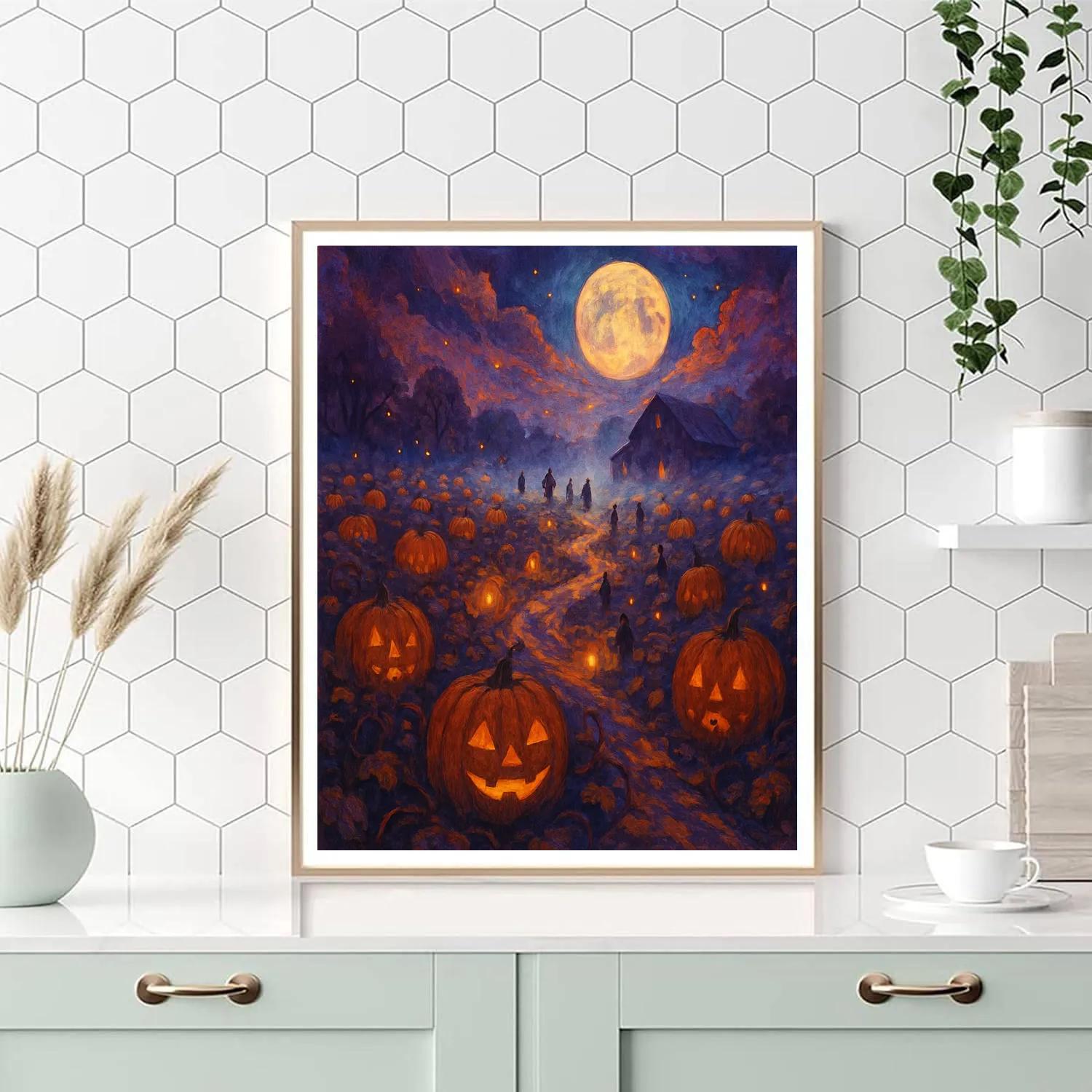 Pumpkin Lantern Vale Paint by numbers art
