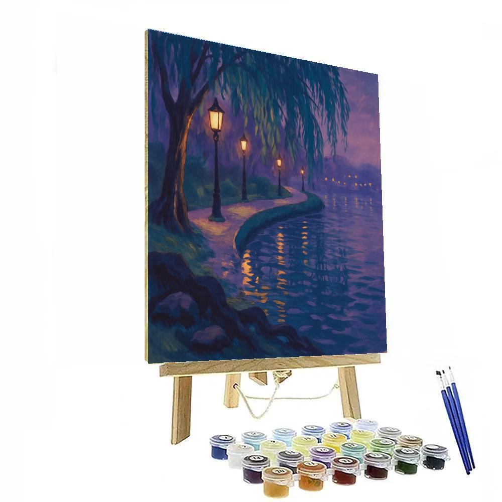 Twilight Riverwalk Vista painting number kit