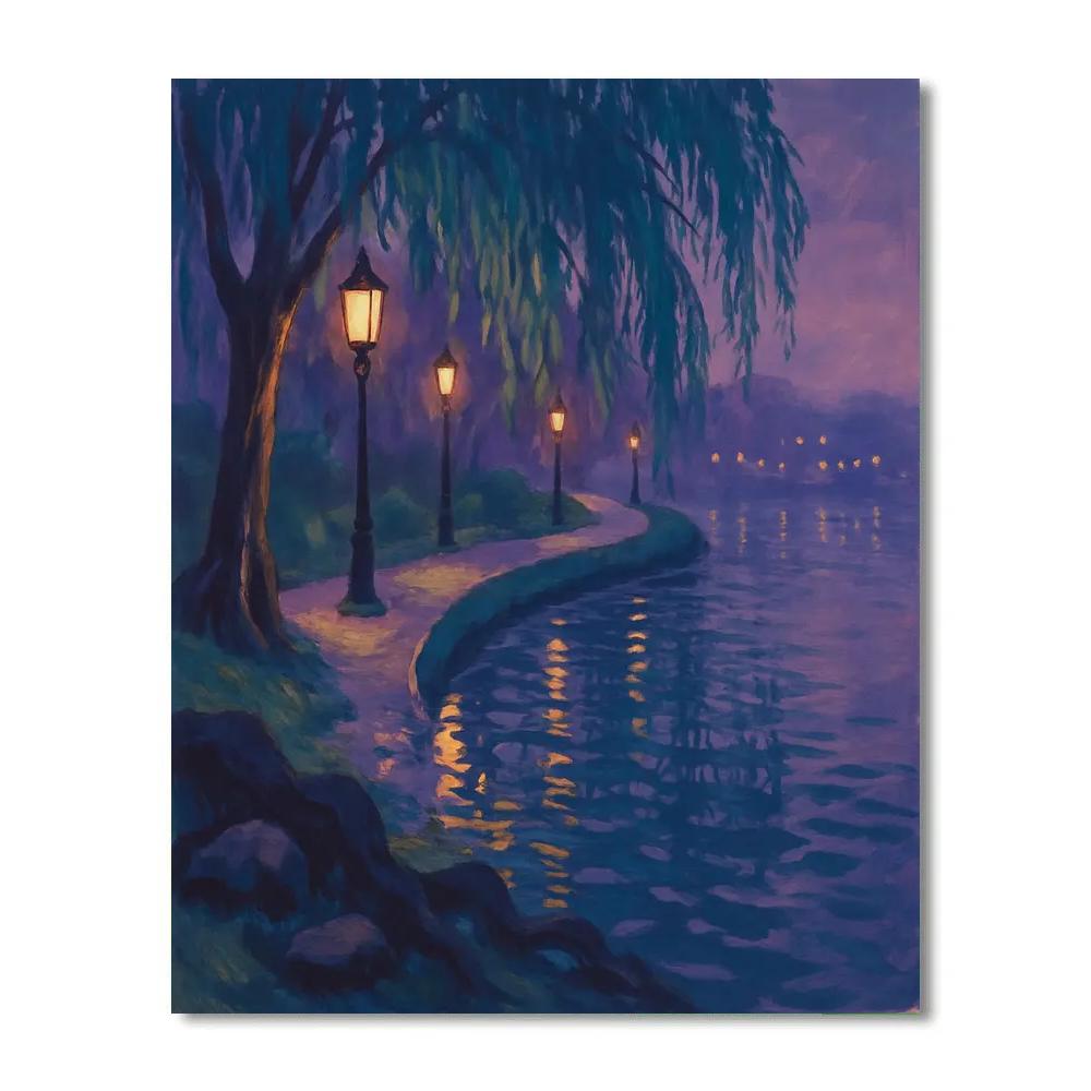 Twilight Riverwalk Vista painting number kit