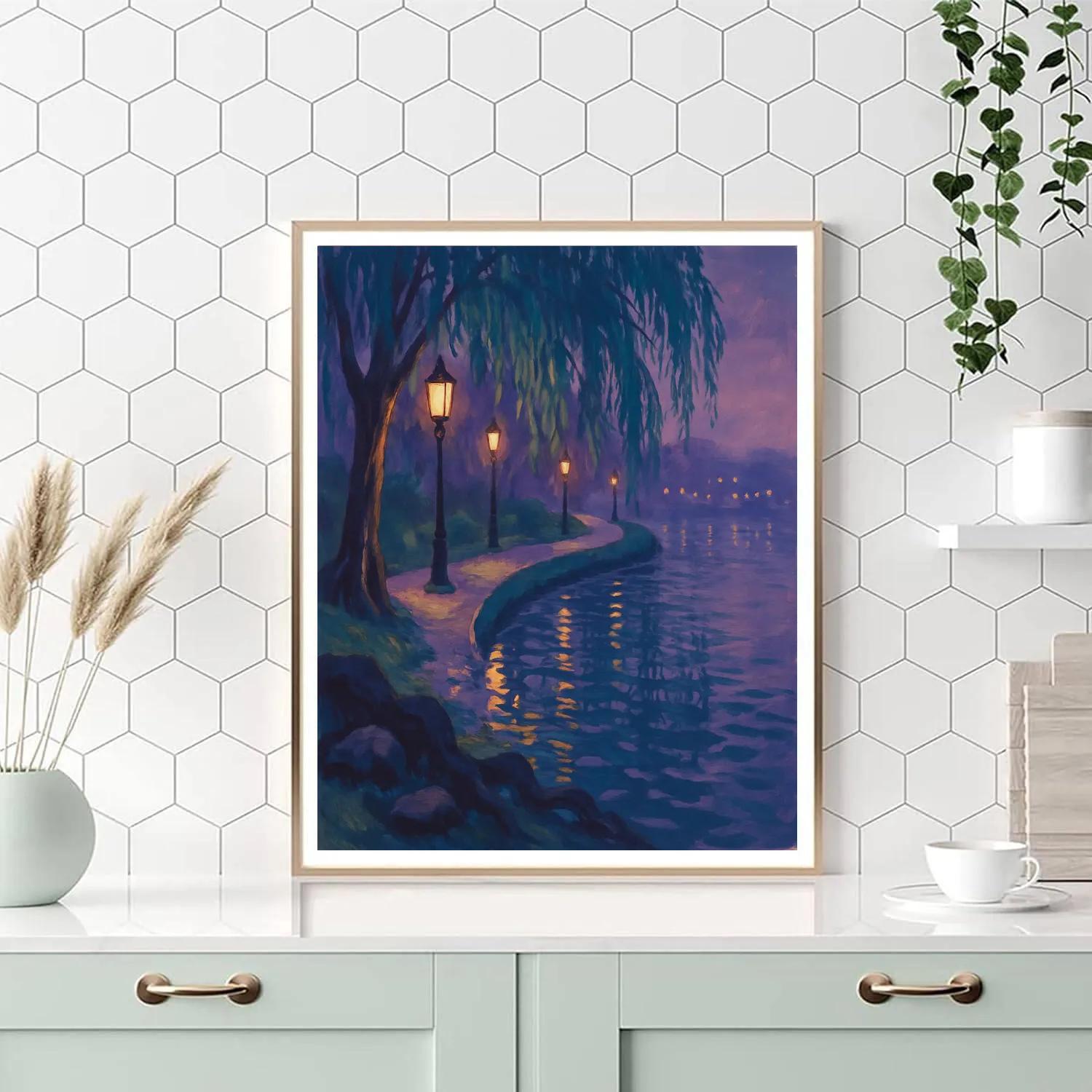 Twilight Riverwalk Vista painting number kit