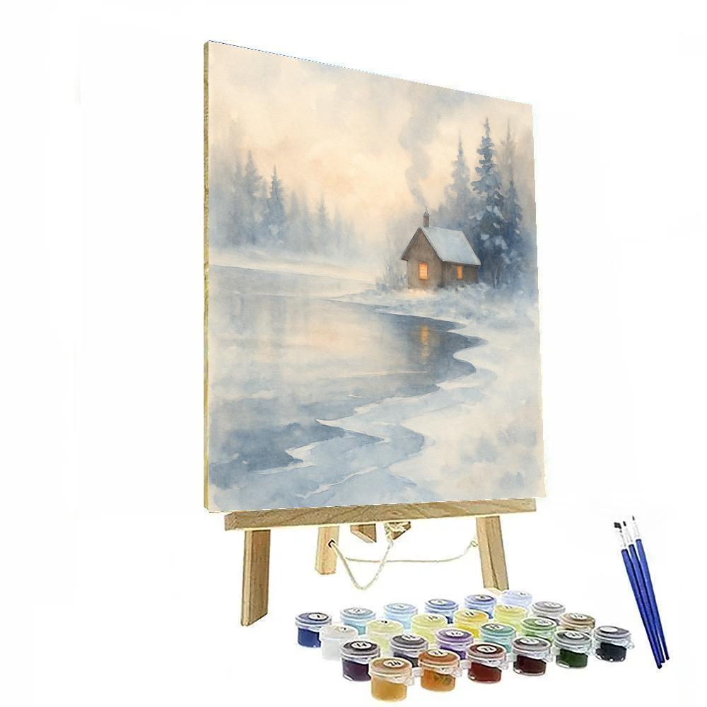 Frosted Morning Cabin Number painting