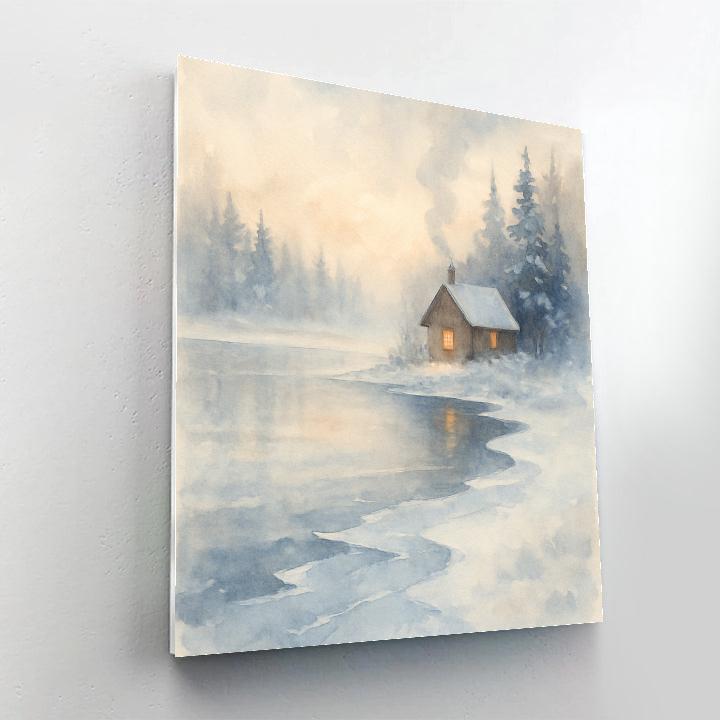Frosted Morning Cabin Number painting