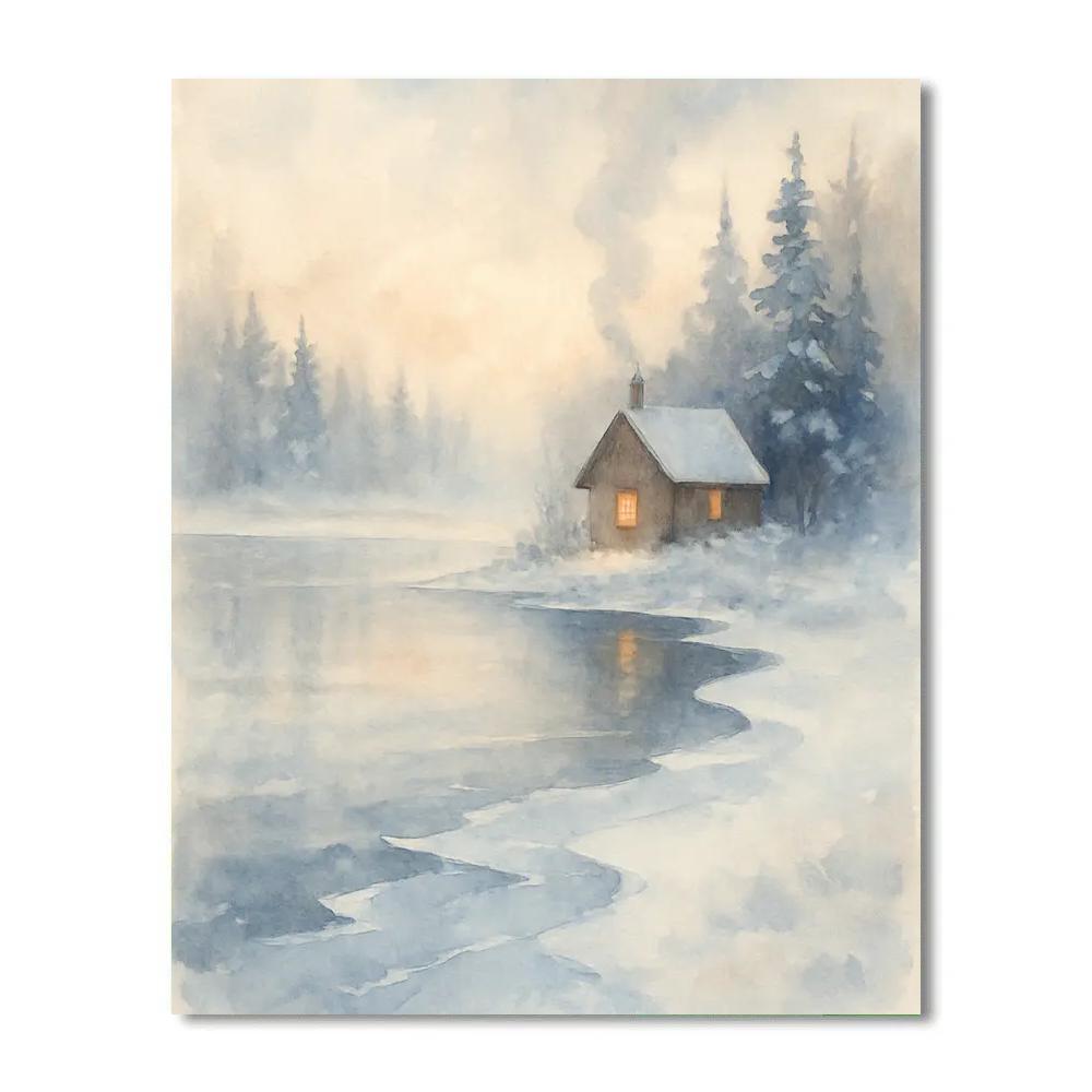 Frosted Morning Cabin Number painting