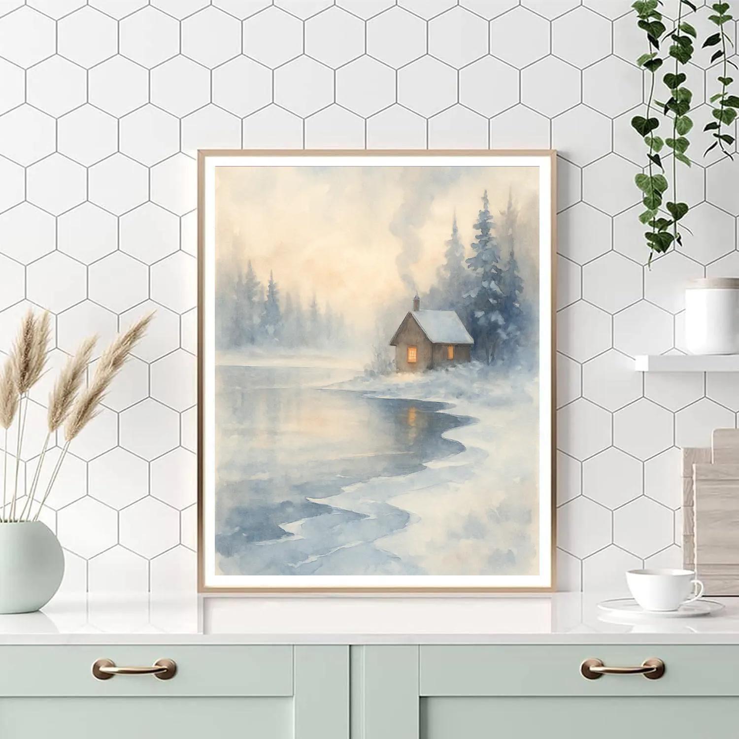 Frosted Morning Cabin Number painting
