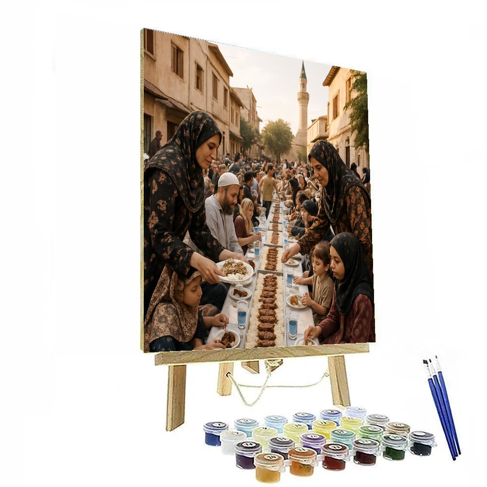 Eid Al-Fitr Community Feast Courtyard Number painting