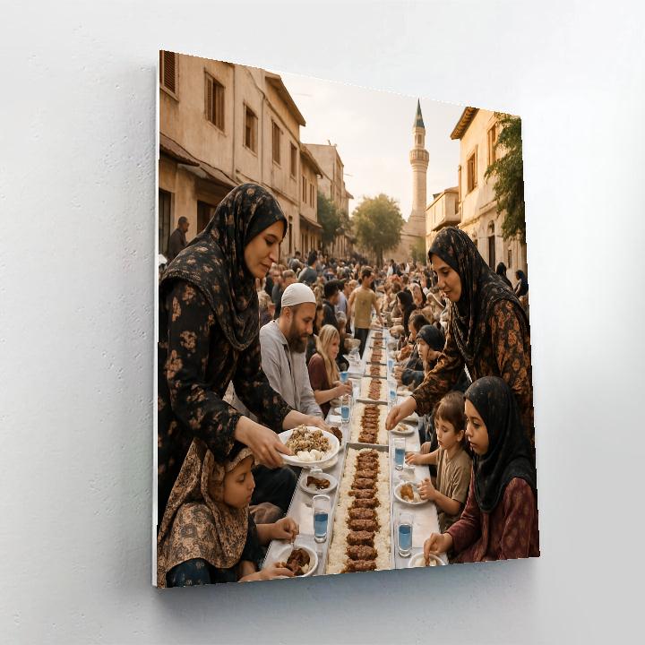 Eid Al-Fitr Community Feast Courtyard Number painting