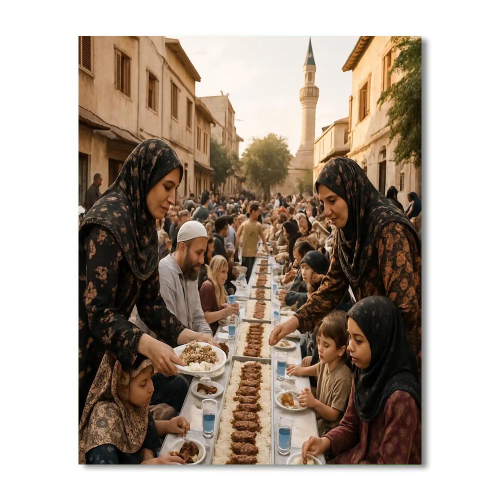 Eid Al-Fitr Community Feast Courtyard Number painting