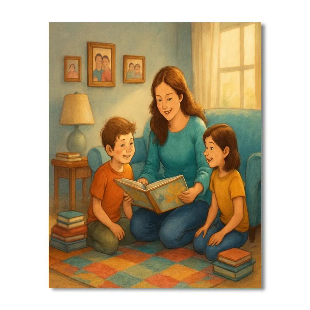 Midday Reading Circle With Mom paint by number