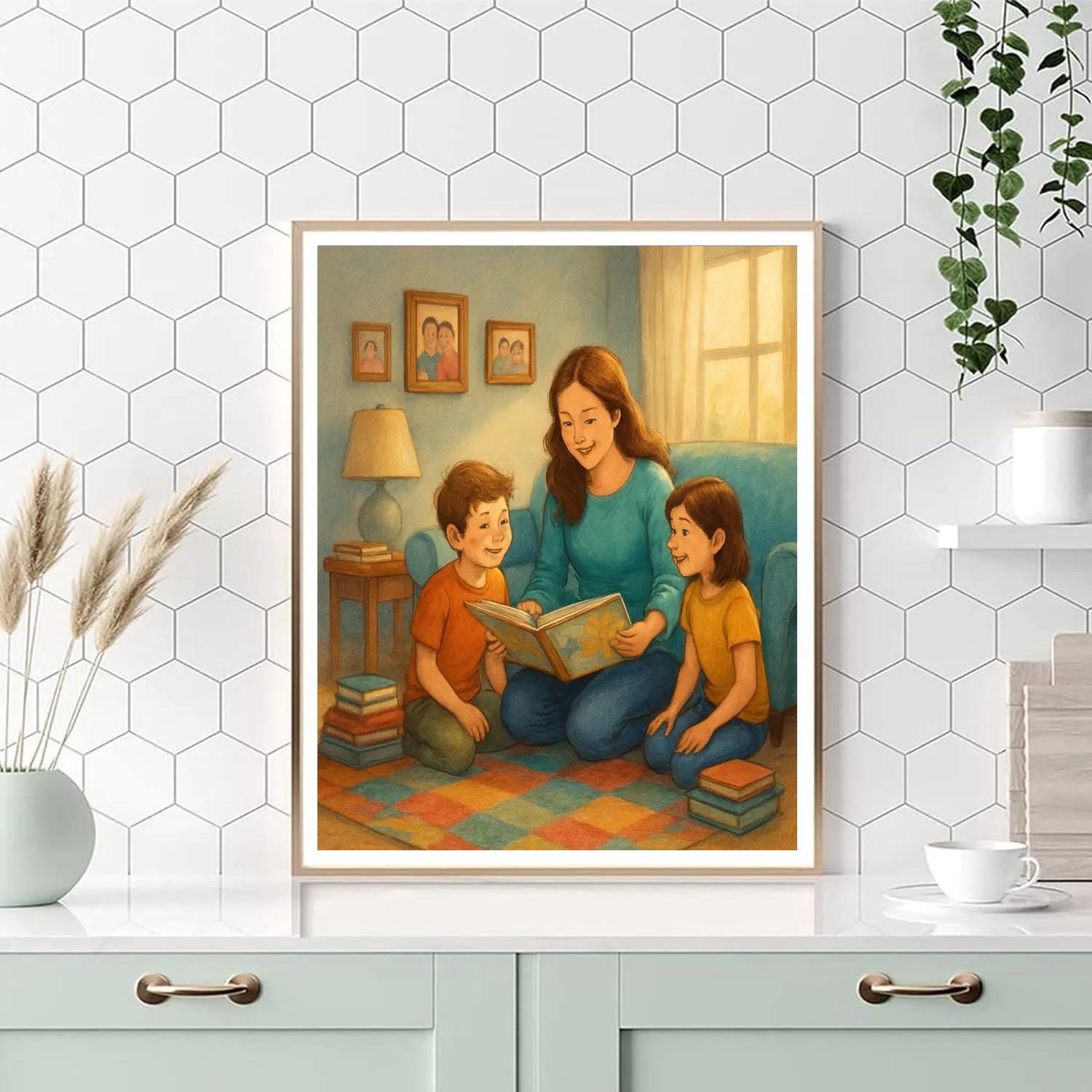 Midday Reading Circle With Mom paint by number