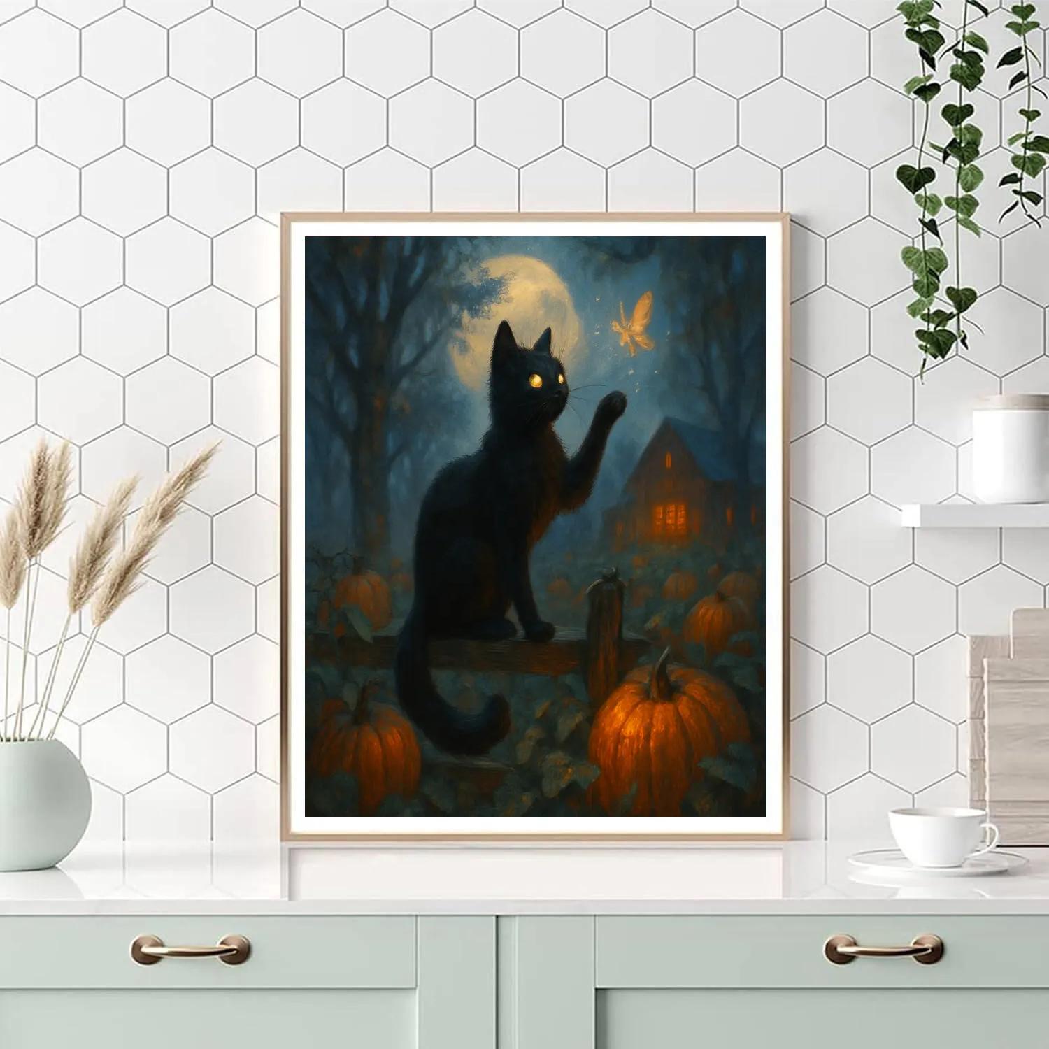 Cat Of The Midnight Orchard paint by color