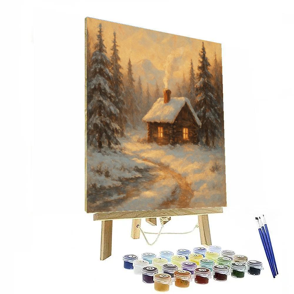 Cozy Cabin Among Pines Paint by numbers art