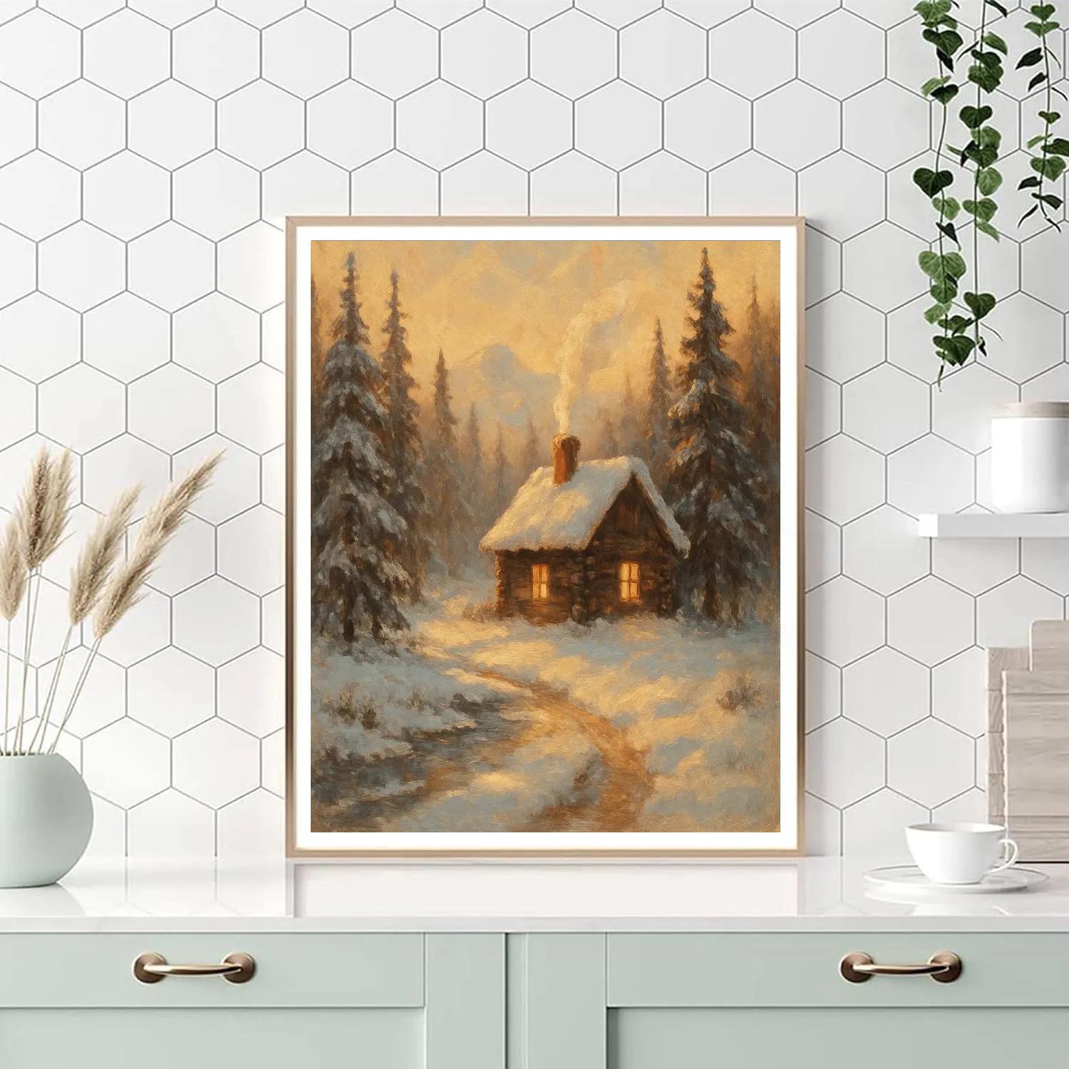 Cozy Cabin Among Pines Paint by numbers art