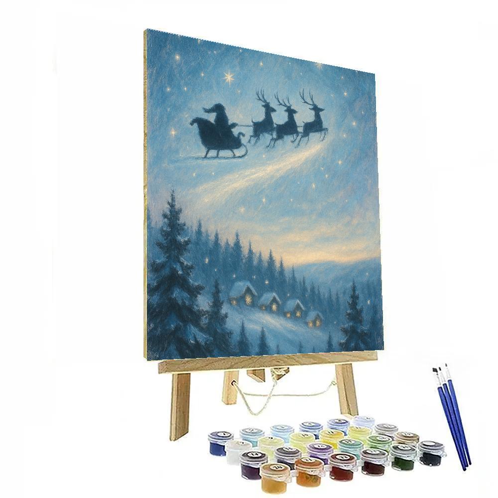 Midnight Sleigh Over Pine Ridge painting number kit