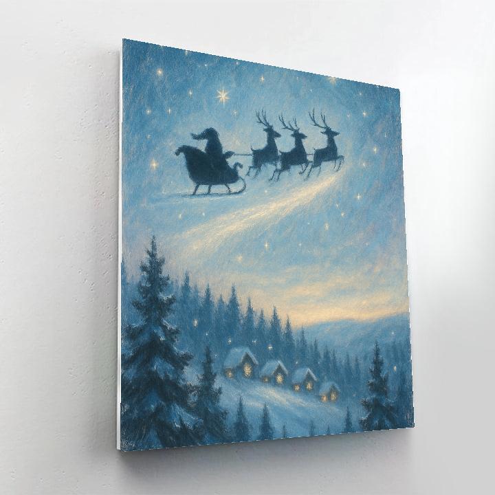 Midnight Sleigh Over Pine Ridge painting number kit