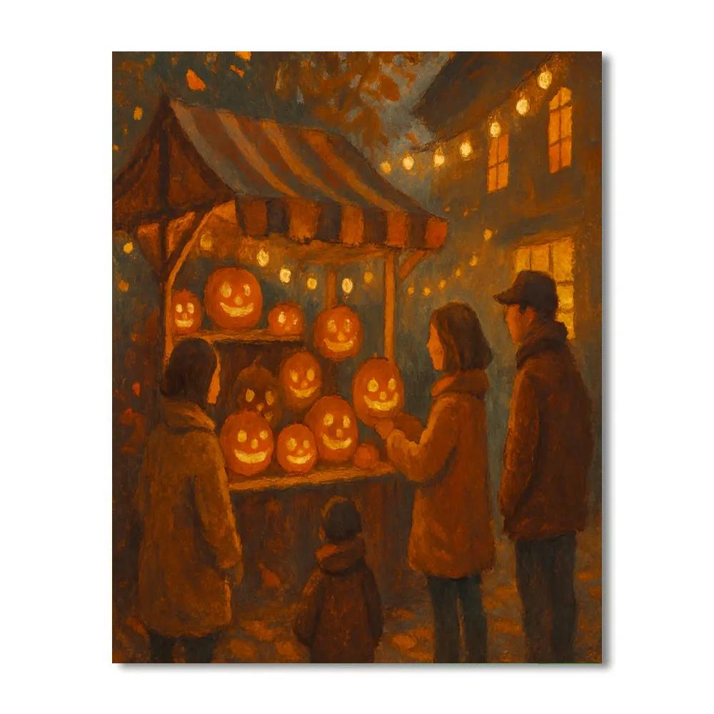 Lantern Market At Dusk Numbered painting kits