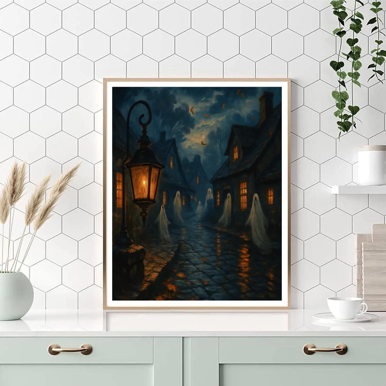 Cobbled Lantern Lane paint by number