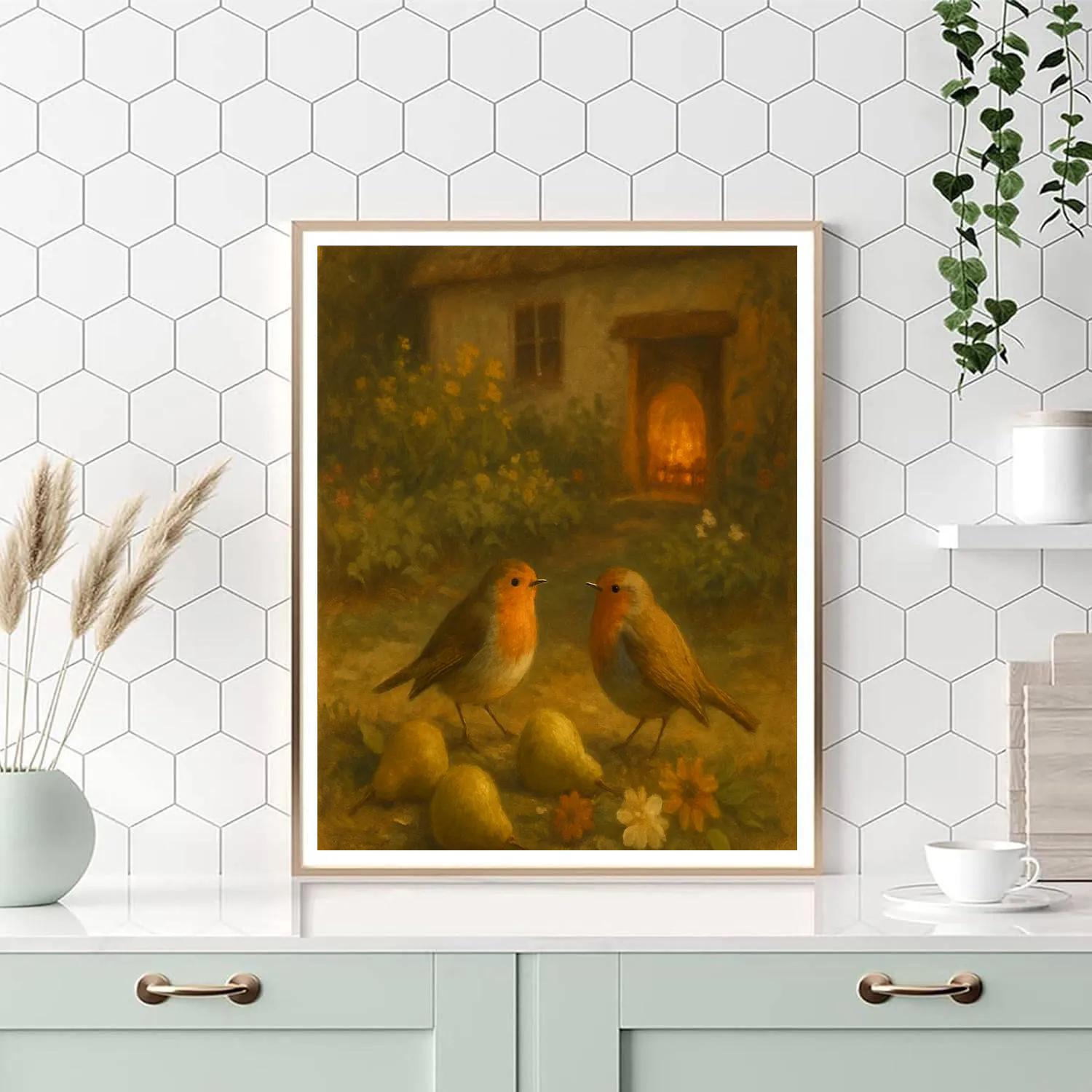 Robin Hearthside Garden Painted Numbered painting kits