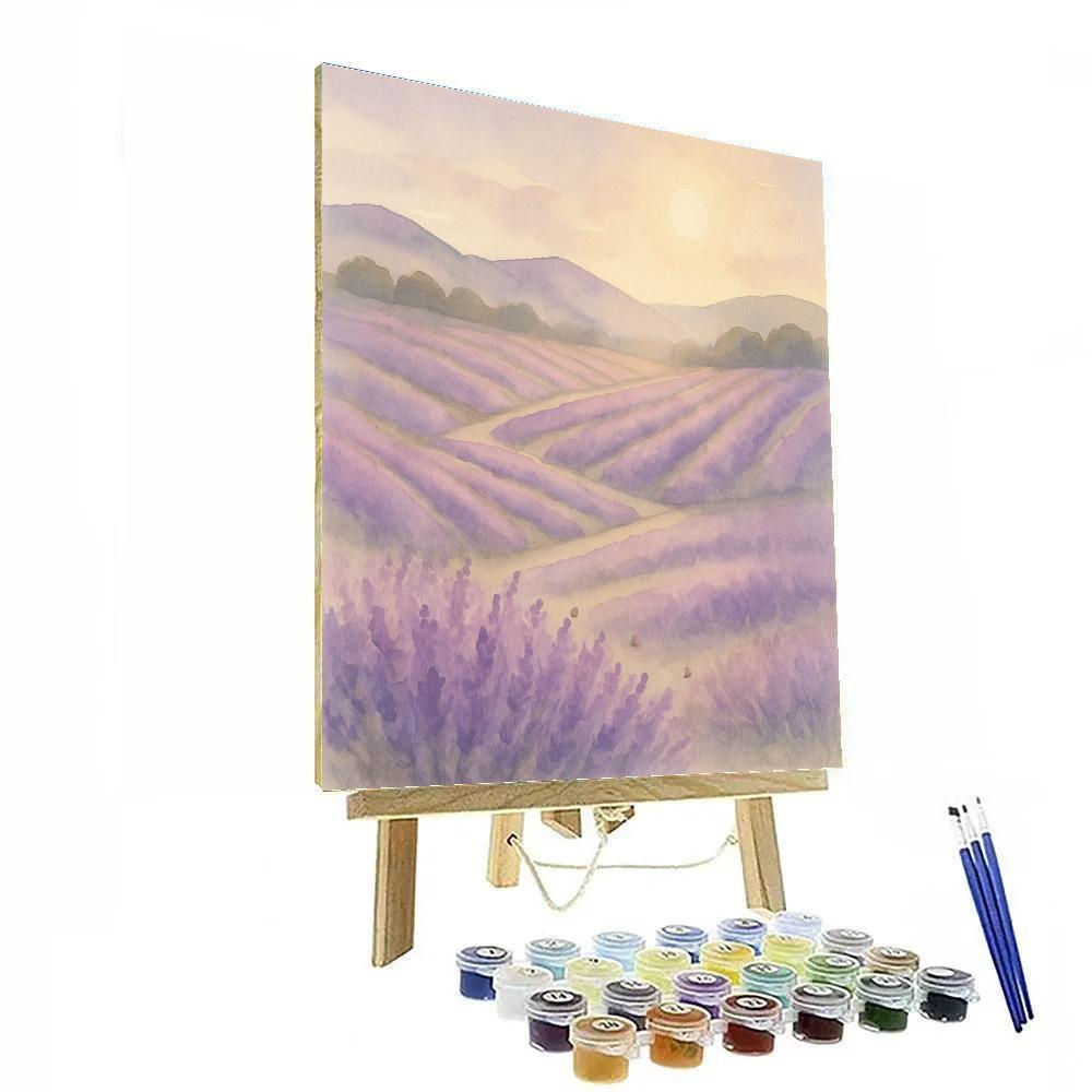 Lavender Hillside Afternoon Painting by numbers kit