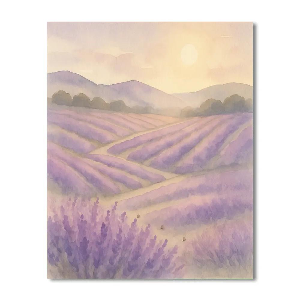 Lavender Hillside Afternoon Painting by numbers kit
