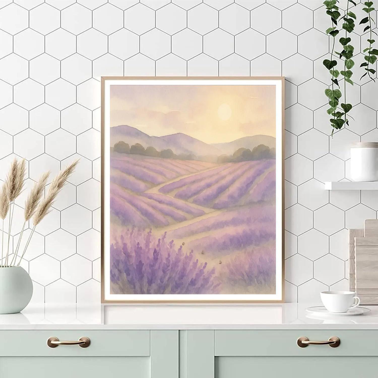 Lavender Hillside Afternoon Painting by numbers kit
