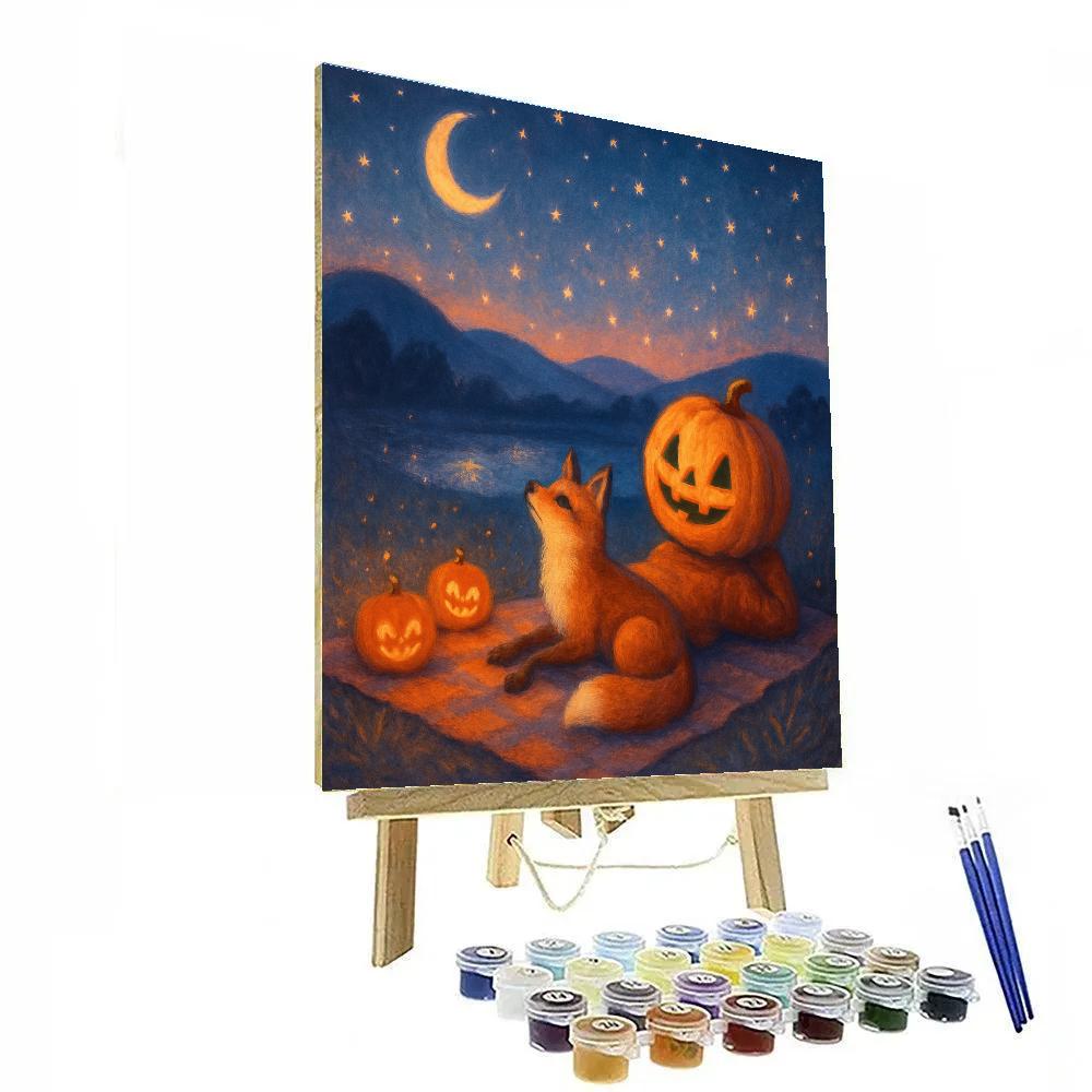 Stargazer Pumpkin And Fox Number painting