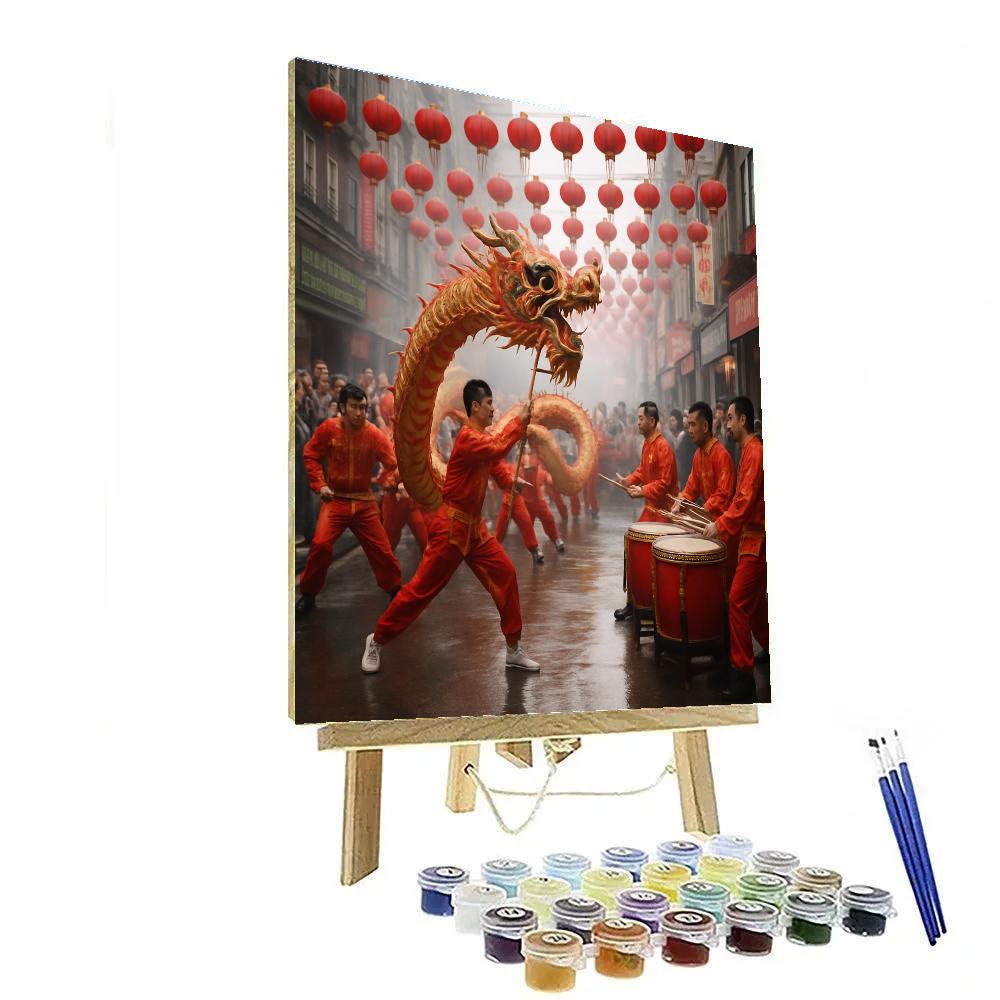 Chinese New Year Dragon Parade Street Painting by numbers kit