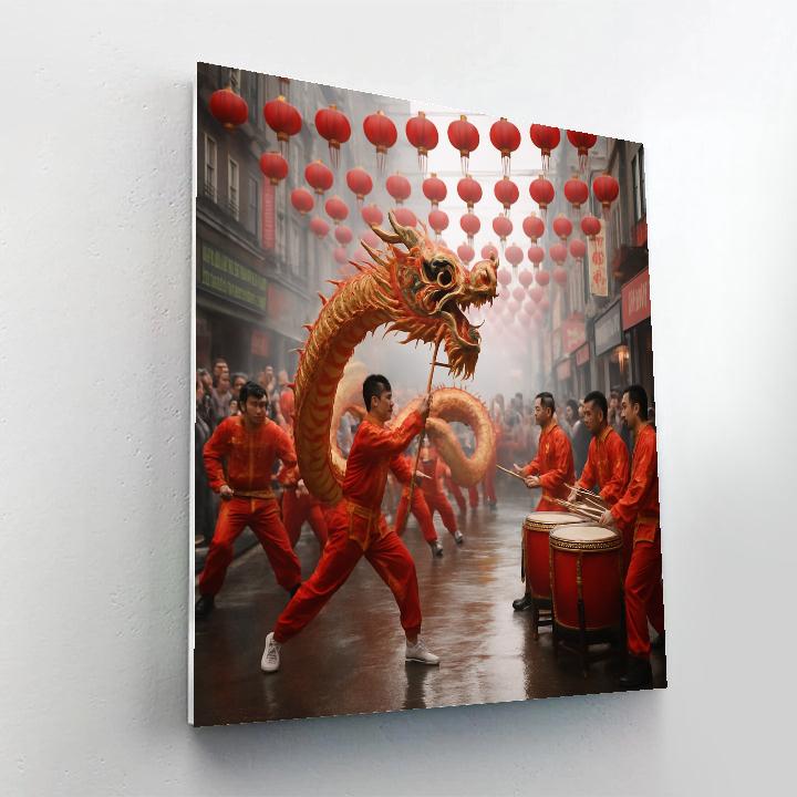 Chinese New Year Dragon Parade Street Painting by numbers kit