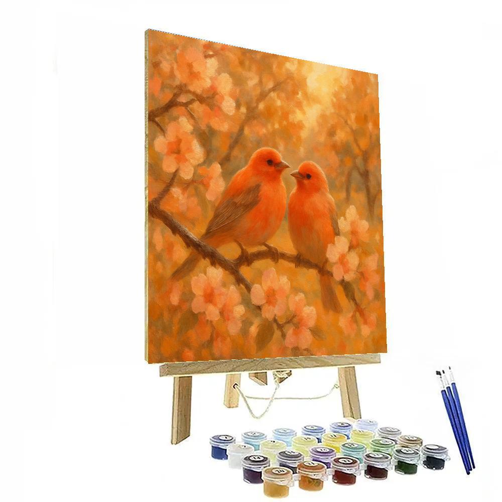 Orchard Tanagers At Golden Afternoon Painted Paint by numbers kits