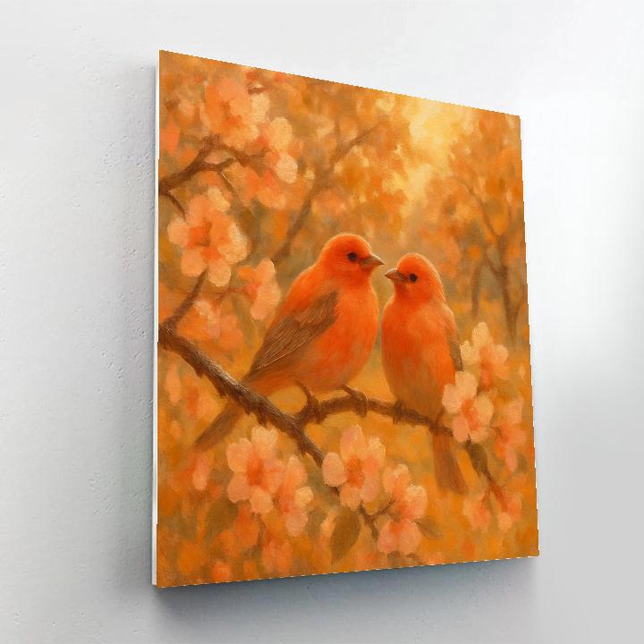 Orchard Tanagers At Golden Afternoon Painted Paint by numbers kits