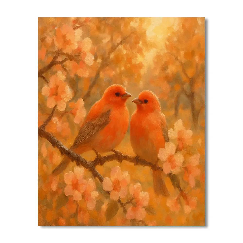 Orchard Tanagers At Golden Afternoon Painted Paint by numbers kits