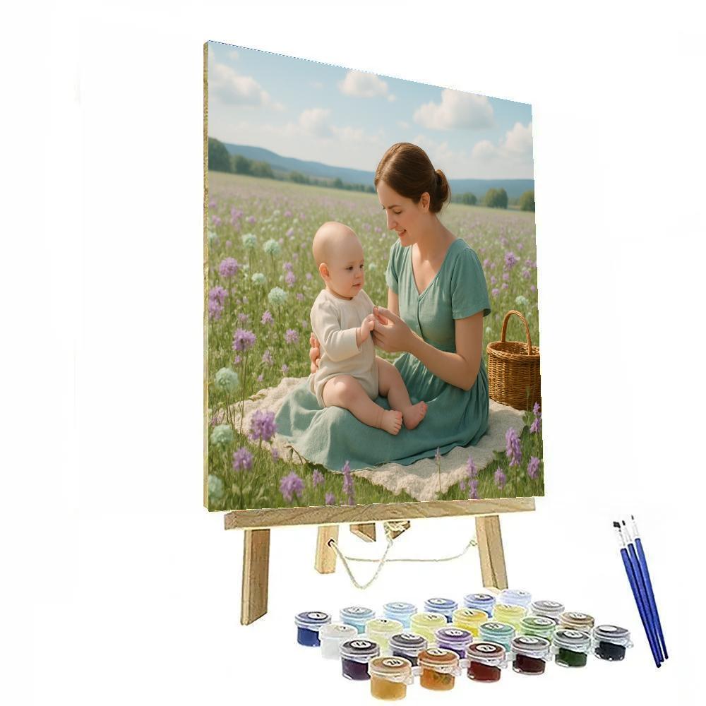 Mother And Baby In Sunlit Meadow Blanket DIY paint by numbers