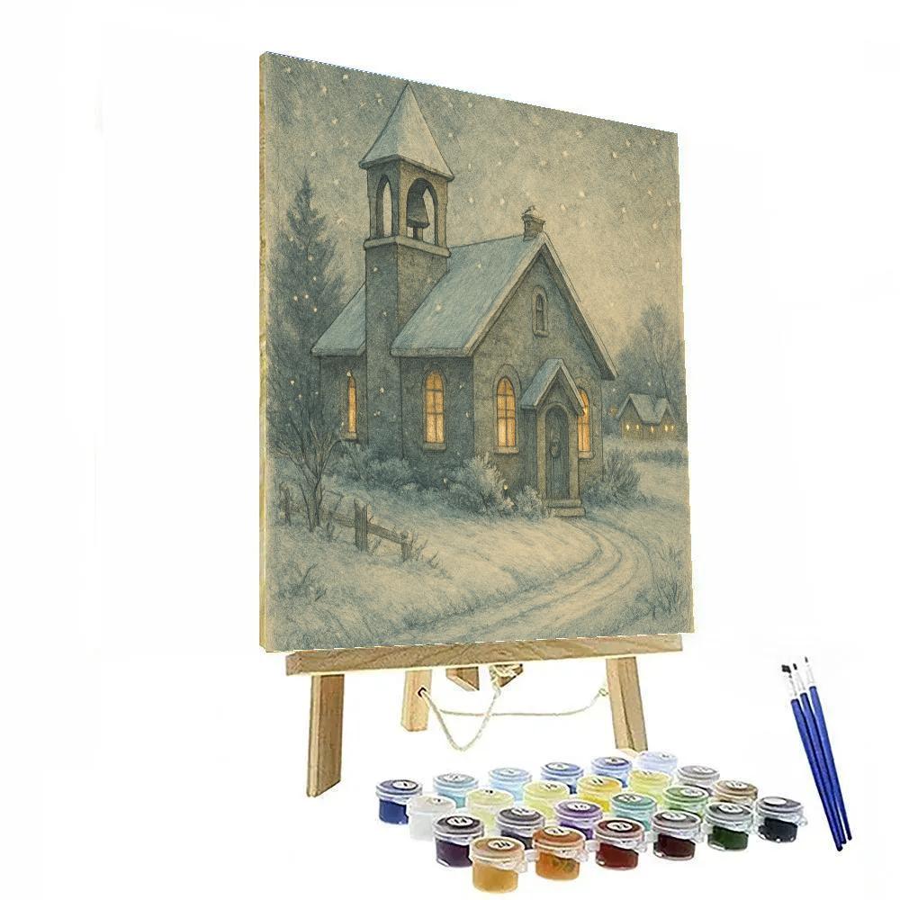 Village Bell Under Snowfall Number painting