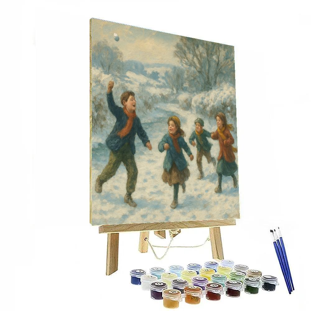 Children Skipping On Frosty Lane Paint by numbers kits