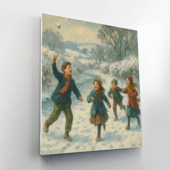 Children Skipping On Frosty Lane Paint by numbers kits