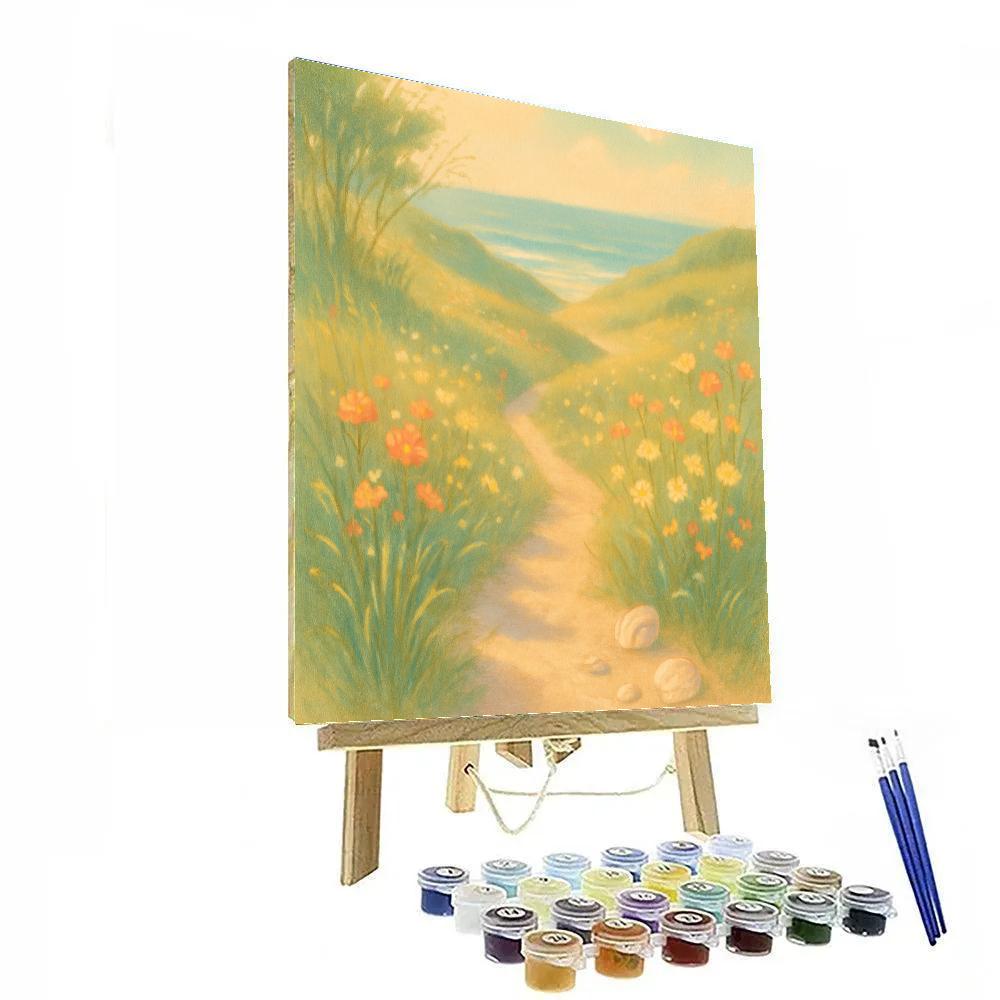 Sunlit Coastal Meadow Pathway Numbered painting kits