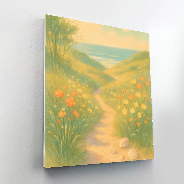 Sunlit Coastal Meadow Pathway Numbered painting kits