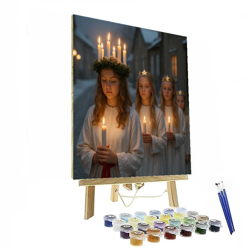 Saint Lucia Candlelit Procession Sweden painting number kit