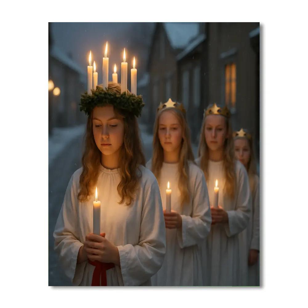 Saint Lucia Candlelit Procession Sweden painting number kit