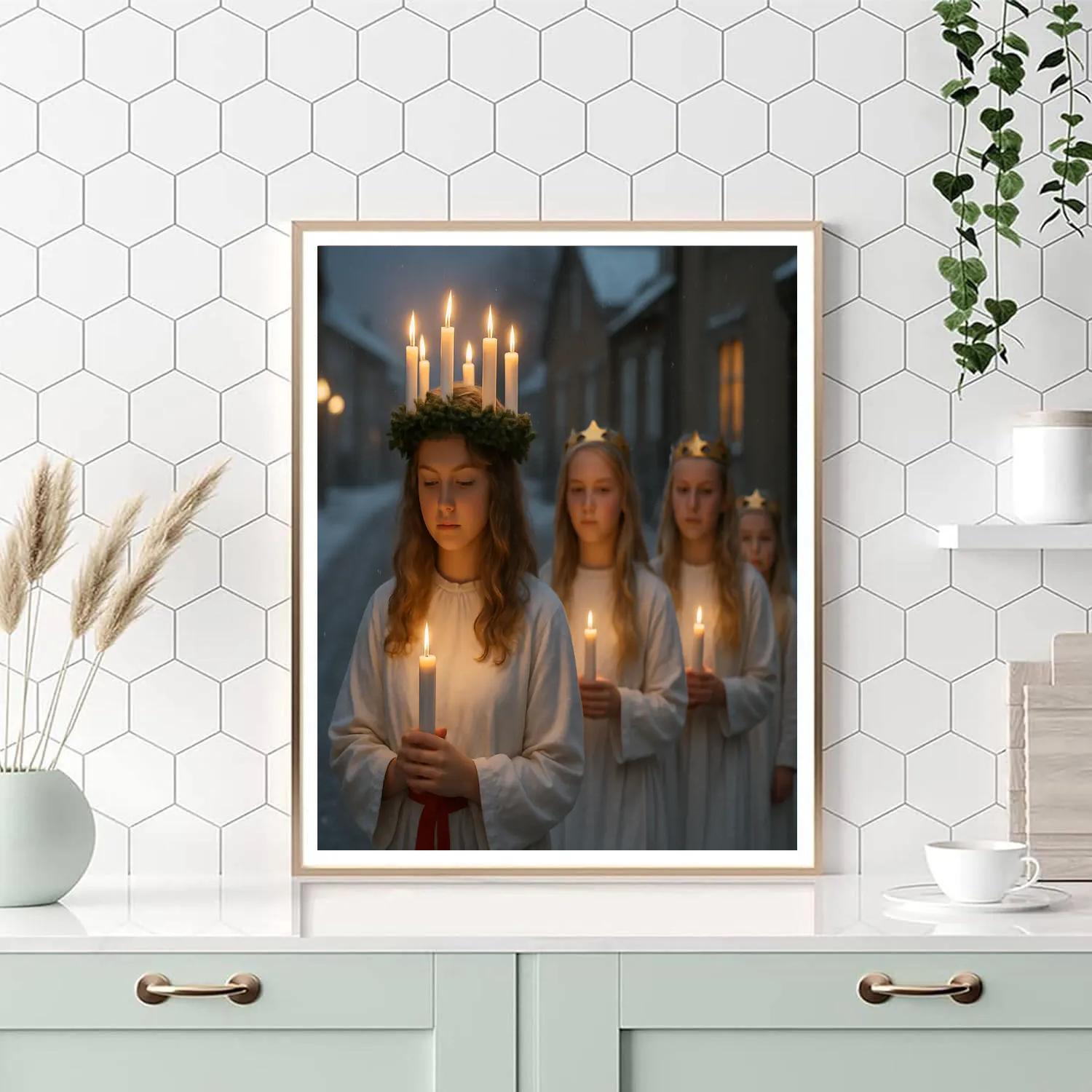 Saint Lucia Candlelit Procession Sweden painting number kit