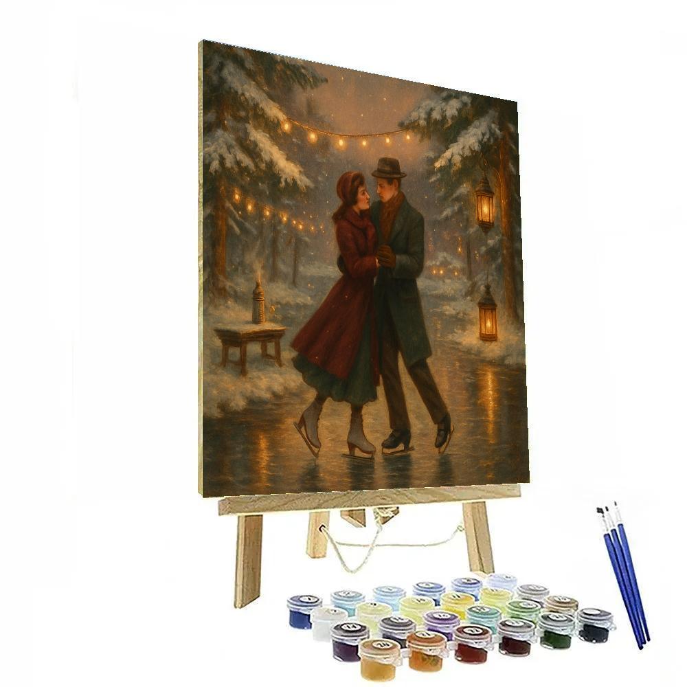 Vintage Ice Skate Romance Number painting