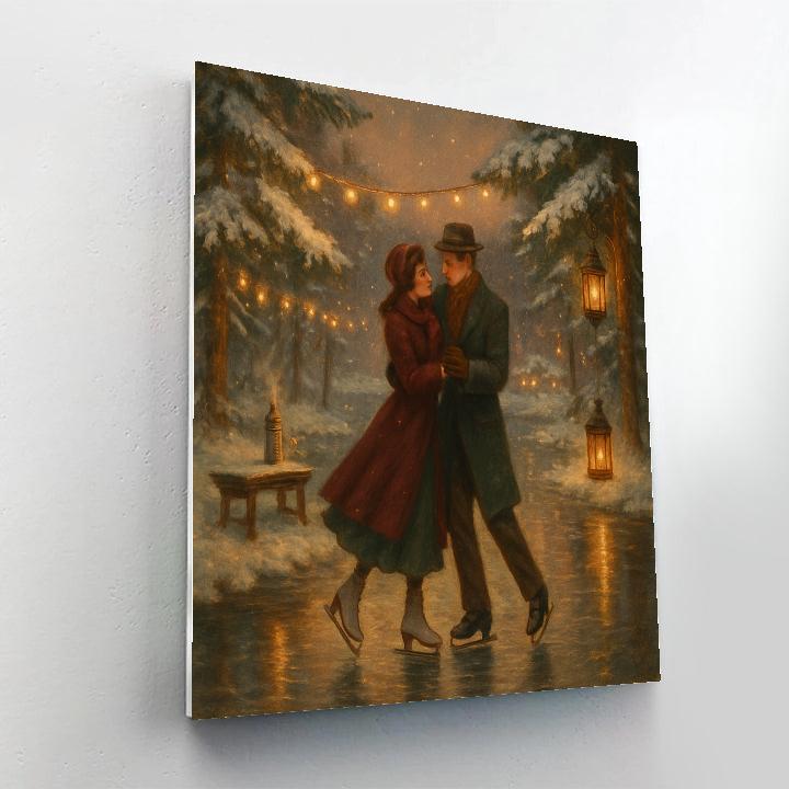Vintage Ice Skate Romance Number painting